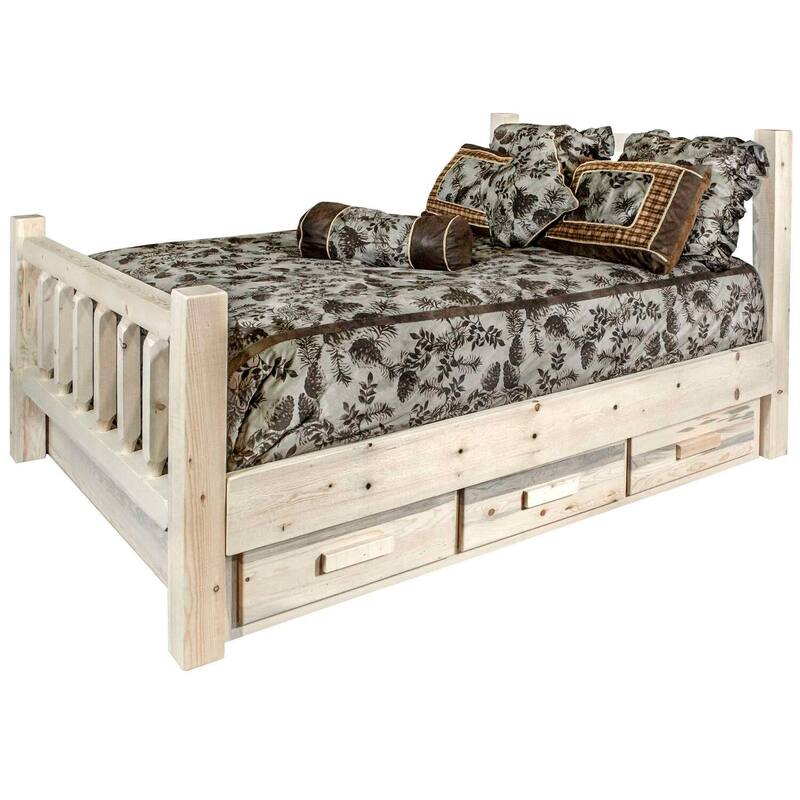 City Sleek Full Bed with Storage - Rustic Timber Frame Design - Durable & Artisan-Signed Bed Frame