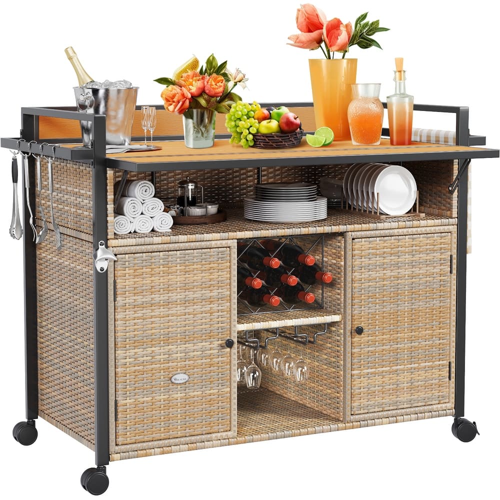 Moasis 54.3" Wicker Bar Cart