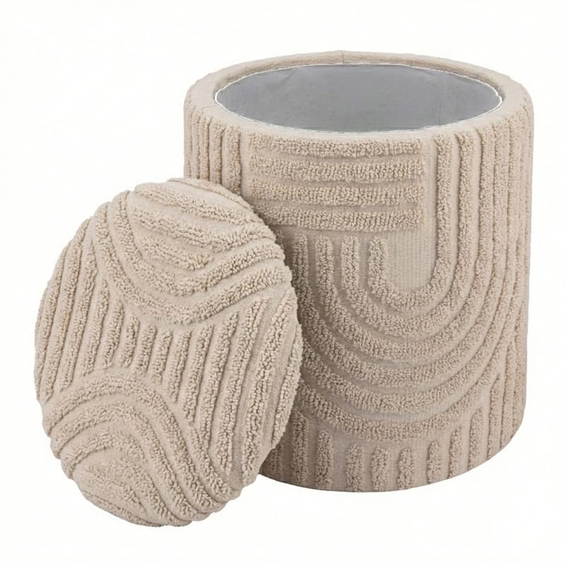 Modern Fabric Round Storage Ottoman