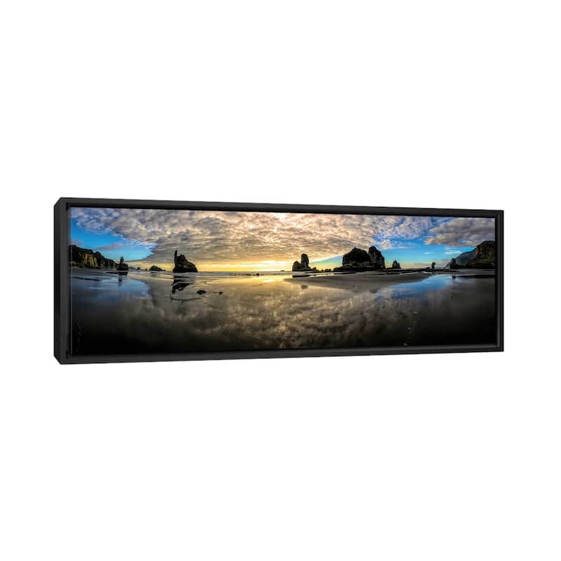 "Before Sunset Motukiekie Beach West Coast New Zealand" by OLena Art Framed - Black - 20x60