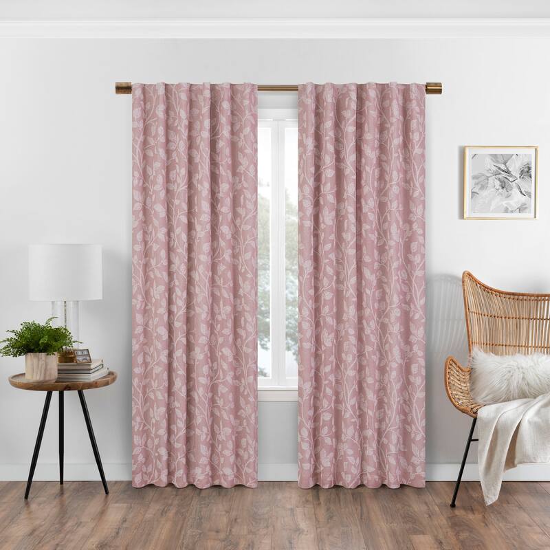 Eclipse Nora Botanical Print Absolute Zero Blackout Window Panel