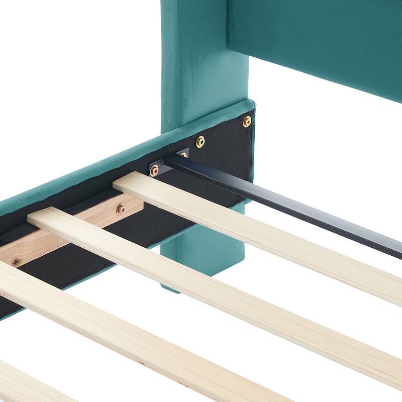 Christopher Knight Home - Amara Traditional Velvet Upholstered Sleigh Bed with Wingback Headboard & Scroll Footboard, Queen Size