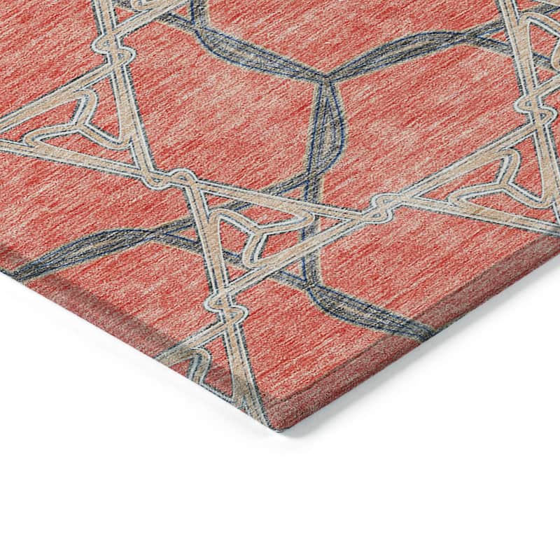 Machine Washable Indoor/ Outdoor Transitional Links Chantille Rug