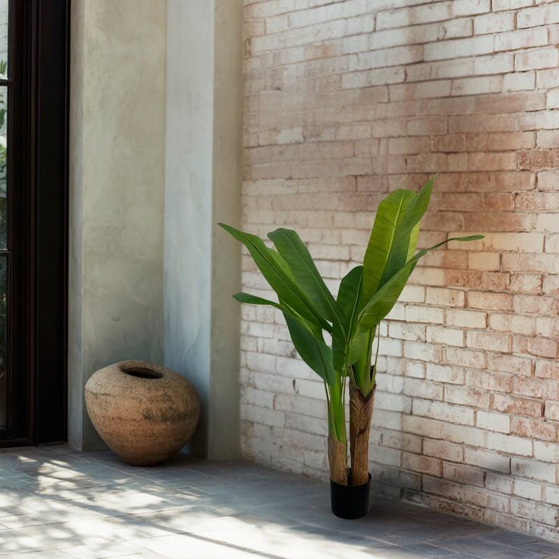XBrand 47.2-Inch Artificial Banana Tree - Realistic Faux Tropical Plant with Lush Green Leaves