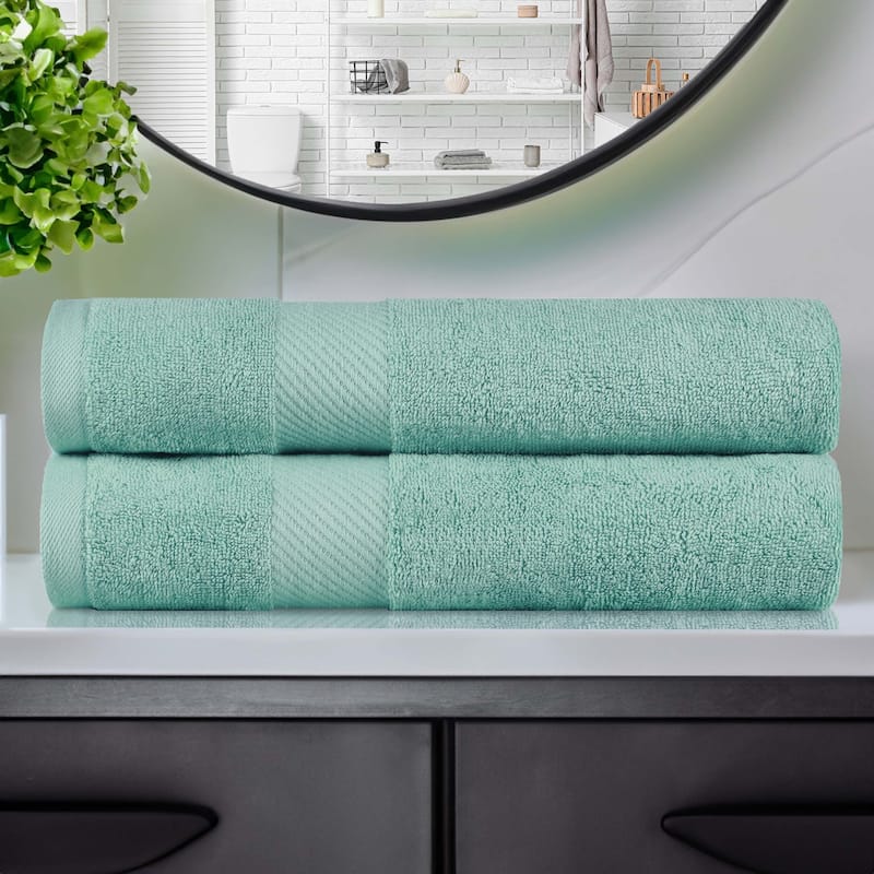 Superior Kendell Egyptian Cotton Solid Medium Weight Bath Towel Set of 2 - Sea Foam