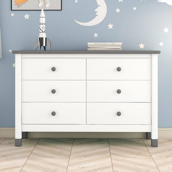 slide 2 of 9, Wooden Storage Dresser with 6 Drawers