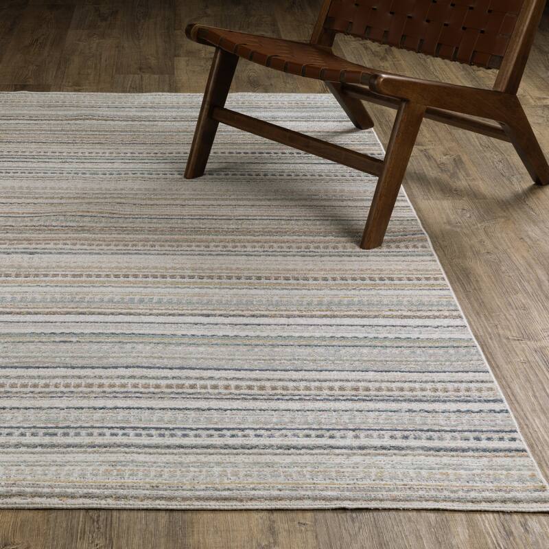 Calliope Textural Geometric Striped Beige/ Multi Area Rug