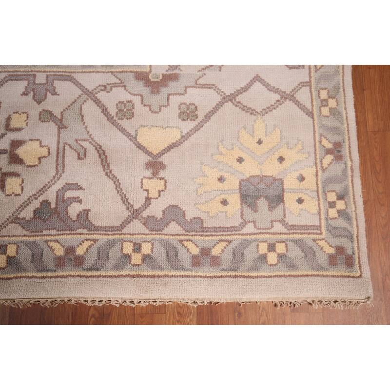 Earth Tone Oushak Indian Large Area Rug Hand-Knotted Wool Carpet - 12'2"x 14'6"