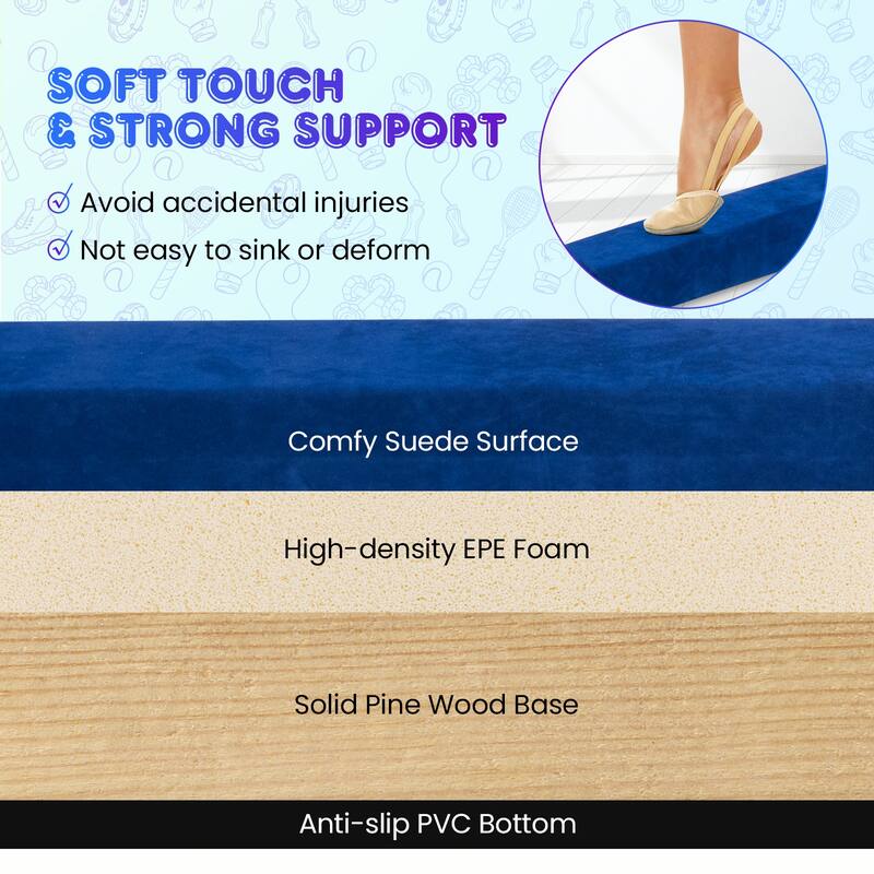 Gymax 9 FT Folding Balance Beam w/ Solid Wood Base & Anti-slip Bottom