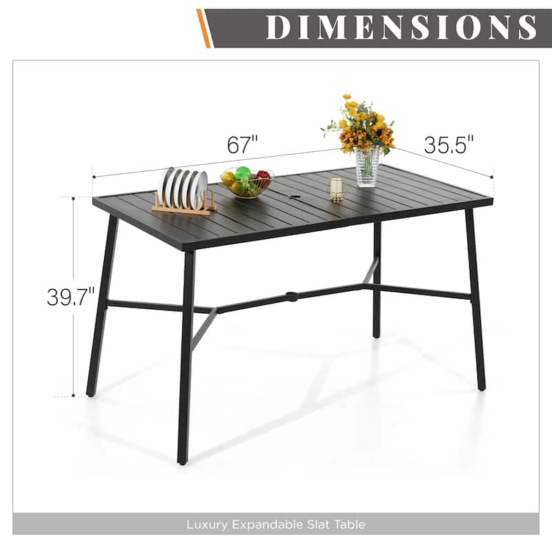 MAISON ARTS Patio Bar Table Metal Bar Height Table Rectangular Dining Table