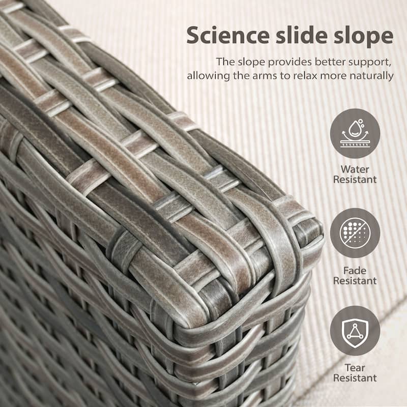 Glissia 5-Piece Gray Wicker Patio Seating Set with Cushions and Ottomans