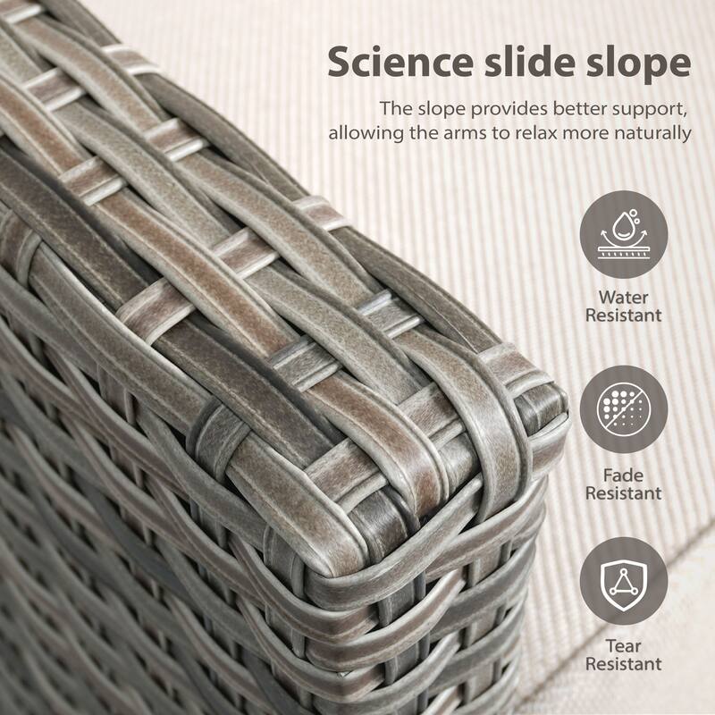 Glissia 8-Piece Gray Wicker Patio Seating Collection with Swivel Gliders and Ottomans