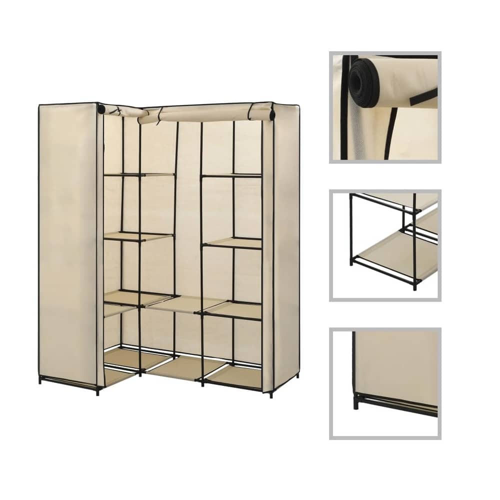 vidaXL Closet Corner Wardrobe Bedroom Closet Freestanding Clothing Rack Rail - 51.2" x 34.3" x 66.5"
