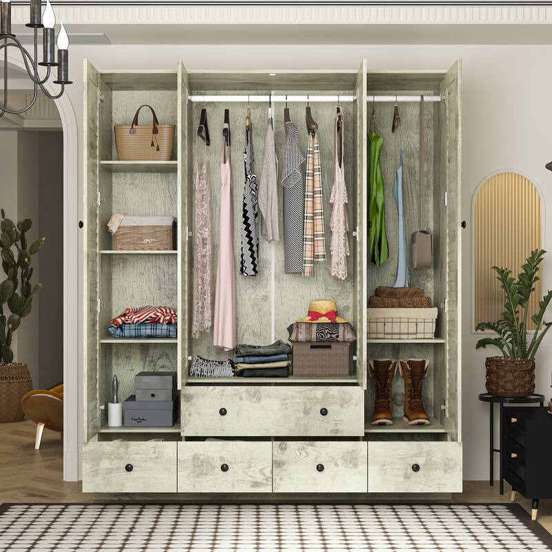 Contemporary Modern Freestanding Wardrobe Armoire Closet, 70", White