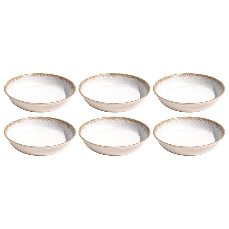 Abode Homewares by TarHong Carmel Reactive Low Bowl, (MERGE) 8" , 29.5 oz, Set of 6 - White