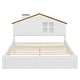 preview thumbnail 44 of 46, Bedroom Solid Wood Platform Bed House-Shaped Headboard Walnut Roof with LED Window Bed Frame Platform No Box Spring Needed