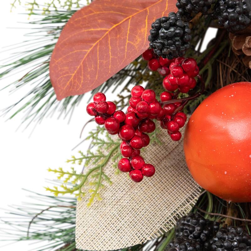 30" Fall Harvest Mixed Berry and Pomegranate Artificial Teardrop Swag - Unlit