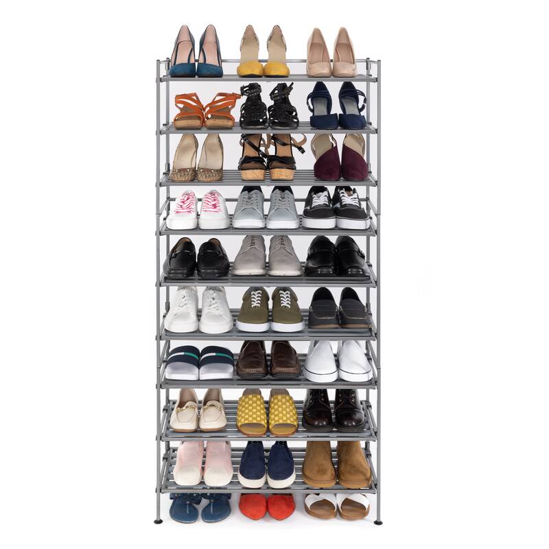 Seville Classics 3-Tier Stackable 9-Pair Resin Slat Shoe Rack