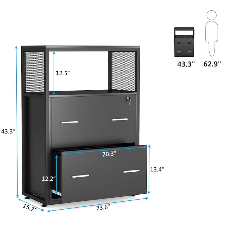 2 Drawer File Cabinet with Lock, Lateral Filing Cabinet