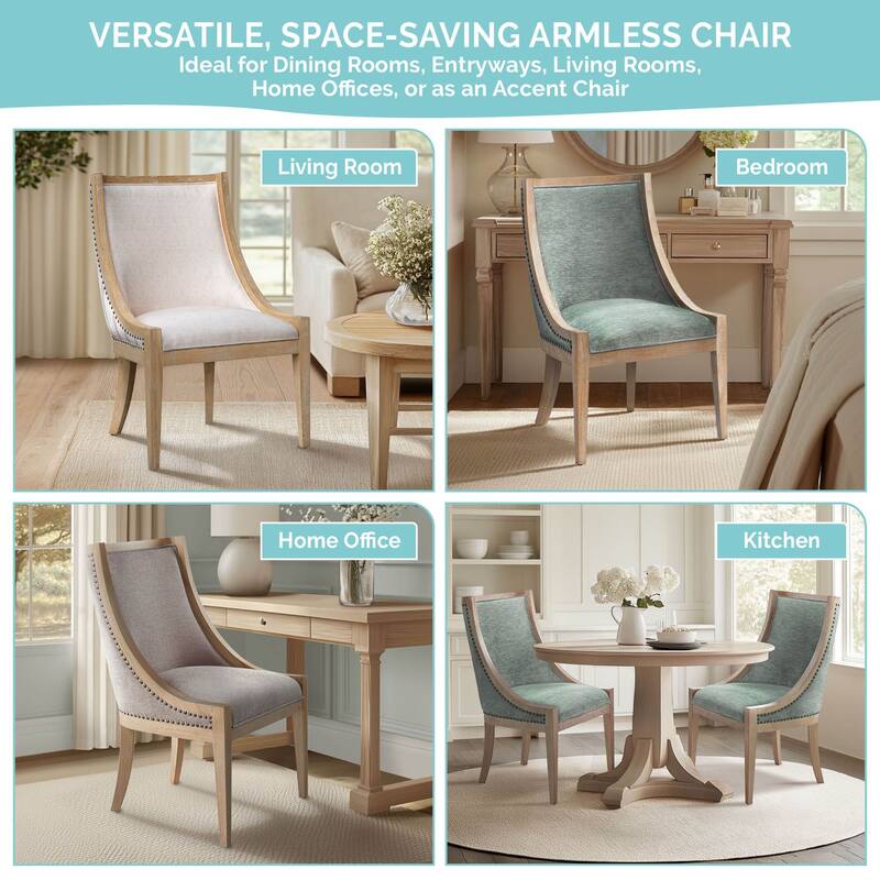 Martha Stewart Bedford Elmcrest Upholstered Dining Chair with Nailhead Trim