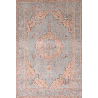Distressed Tabriz Persian Antique Area Rug Hand-Knotted Wool Carpet - 6'5"x 9'5"