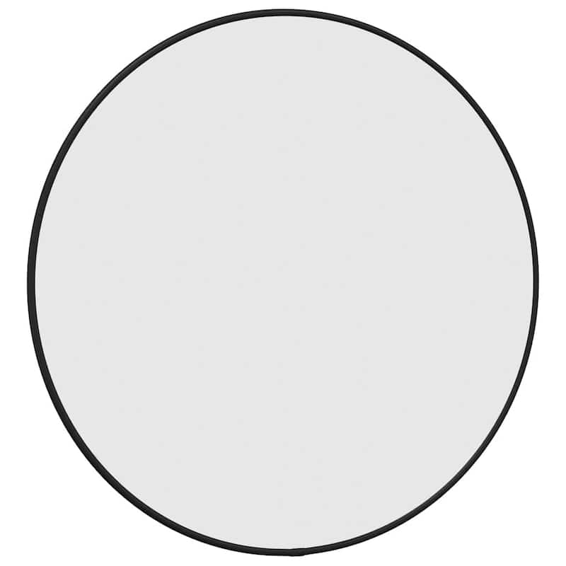 vidaXL Wall Mirror Black Glass, PVC Wall Mounting Wall Mirror Circular - 19.7 x 19.7 x 19.7 in