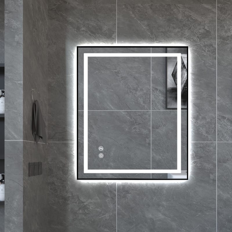 Yulika 30" x 36" LED Bathroom Mirror for Wall Dimmable Vanity Mirror with Lights Memory Smart Mirror - 30x36in