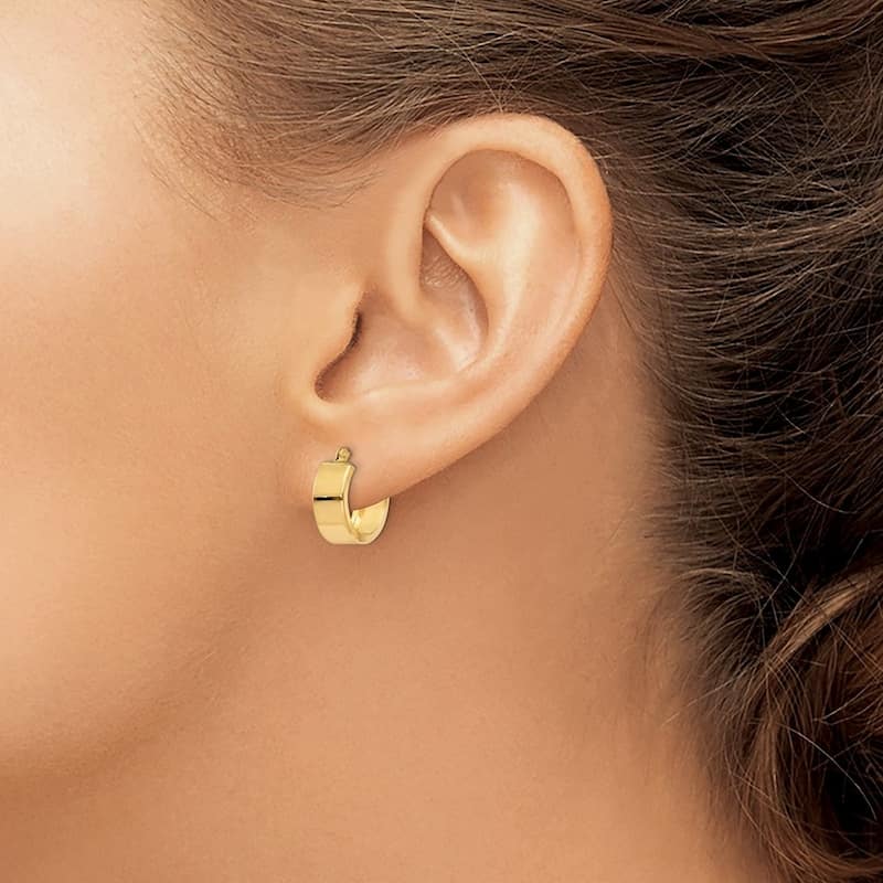 Curata 14k Yellow Gold 10x5mm Hinged Polished Hoop Earrings