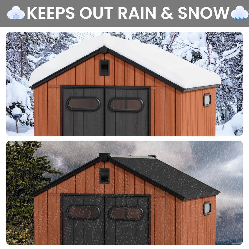 8' x 8' / 8' x 10'/ 8' x 12' Outdoor Storage Shed with Lockable Double Doors for Garden, Backyard, Patio