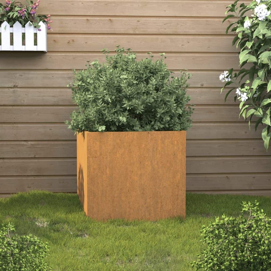 vidaXL Planter Rusty Corten Steel Medium Durable Planter Rectangular - 19.3 x 18.5 x 18.1
