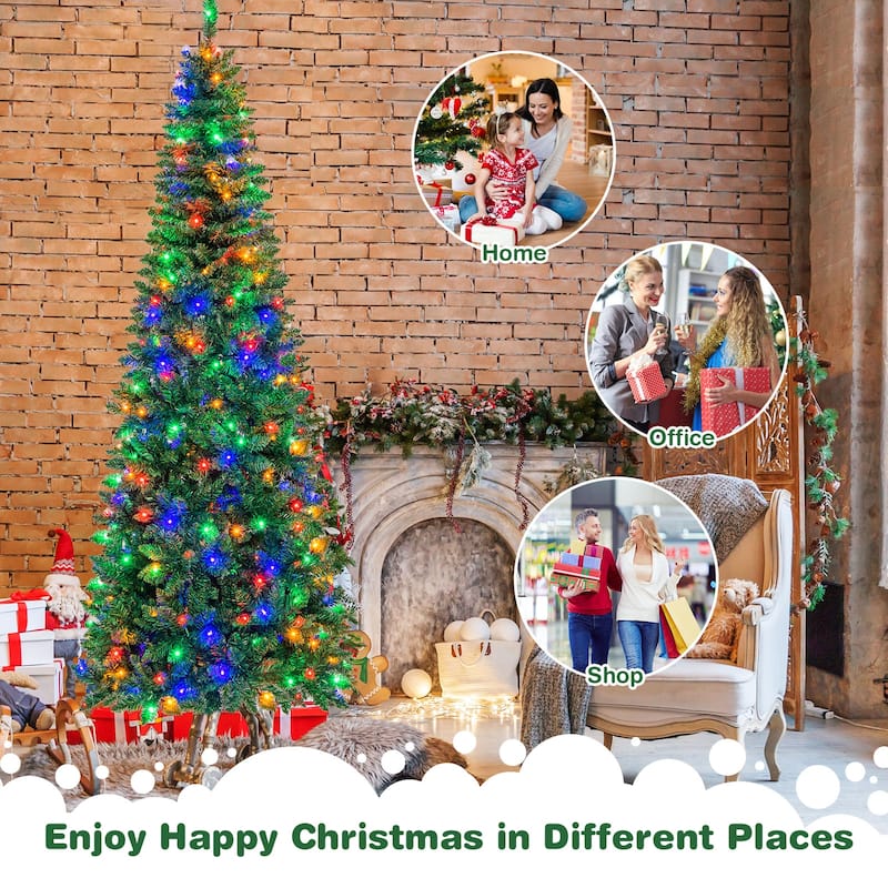 Slim Prelit Christmas Tree with LED Lights Ideal for Narrow Spaces