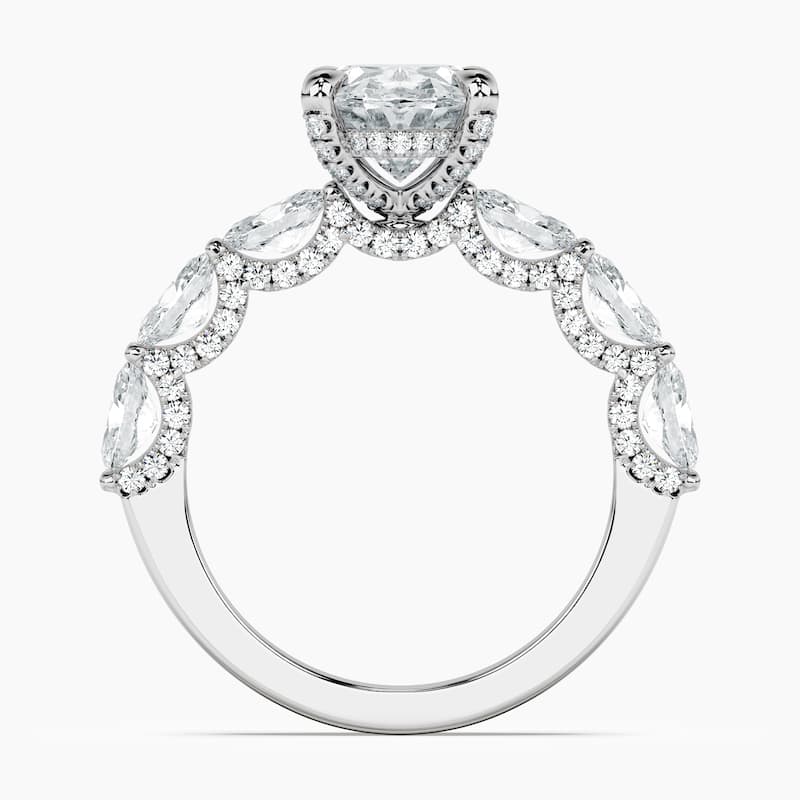 Auriya 14kt White Gold Lab Grown Oval Diamond Engagement Ring with East-West Oval Crescent (F-G, VS)