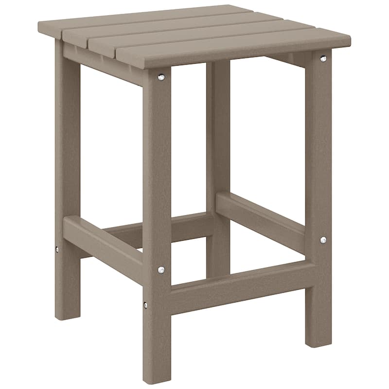 Laguna Hdpe All Weather Outdoor Patio Square Side Table - Weathered Wood