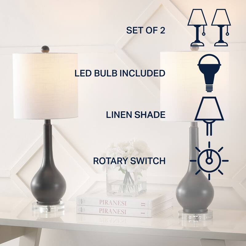 Brooks 25" Metal/Crystal Teardrop LED Table Lamp, by JONATHAN Y