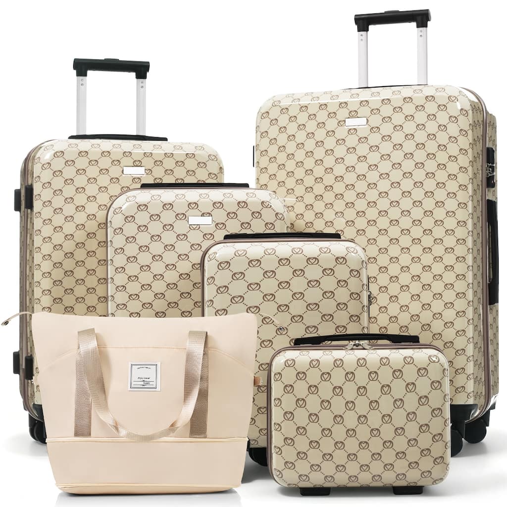 6-Piece Hardside Luggage Set with TSA Lock,ABS Spinner Suitcase Set with Expandable Travel Duffel Bag,360°Smooth Rolling Wheels
