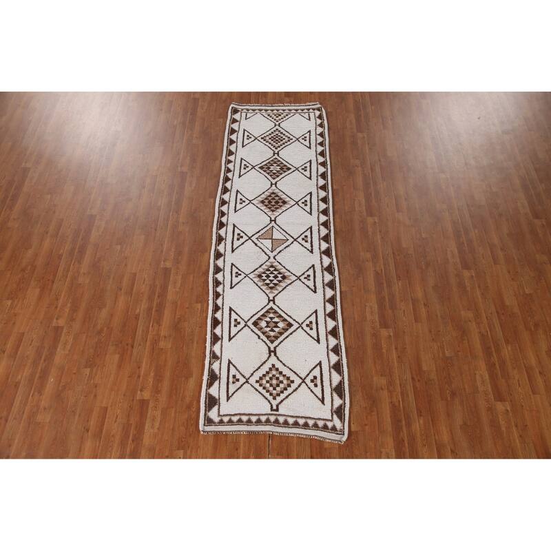 Plush Turkish Anatolian Runner Rug Hand-knotted Oriental Wool Carpet - 3'1"x 10'1"