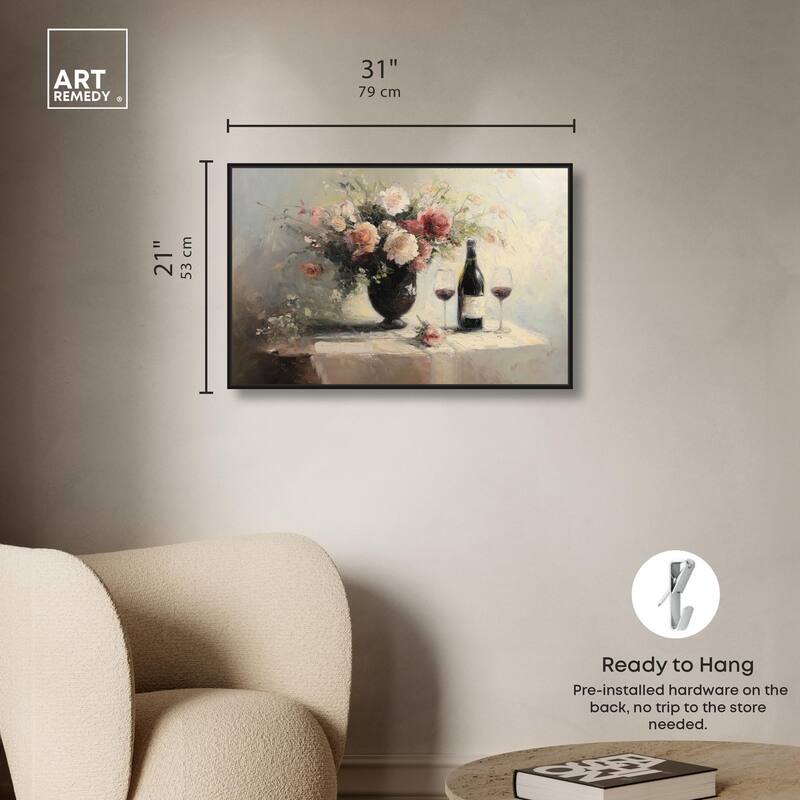 Roses and Red Wine Canvas by Art Remedy