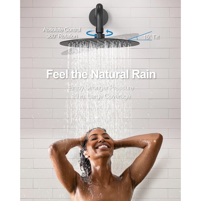 GRANDJOY 3-in-1 Shower Faucet System 10 Inch Rainfall Shower Head with Tub Spout Bathroom Shower Faucets
