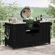 preview thumbnail 1 of 18, 66.5" Outdoor Kitchen Island for Big Green Egg Grills, Solid Wood Grill Cart with Stainless Steel Top Black
