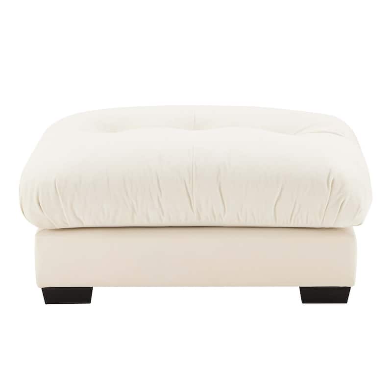 Modern Sectional Couch Comfortable Upholstered Sofa Set with Lumbar Pillow and Throw Pillow for Living Room - Ottoman - Cream