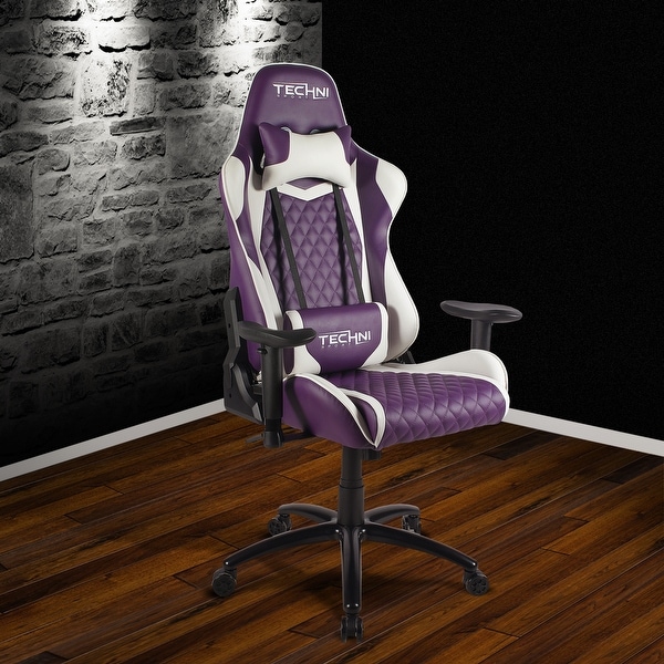 GZMR Purple Ergonomic High Back Racer Style PC Gaming Chair Bed