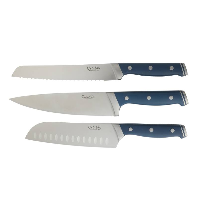 Sur La Table Kitchen Essentials 14 Piece Cutlery Set, German Steel Forged Knives, Beech Wood Block