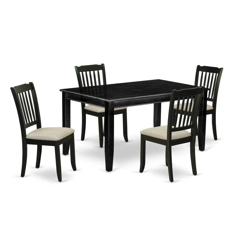 HomeStock 5-Pc Black Finish Solid Wood Top - Rectangular Dining Room Set - Seats 4