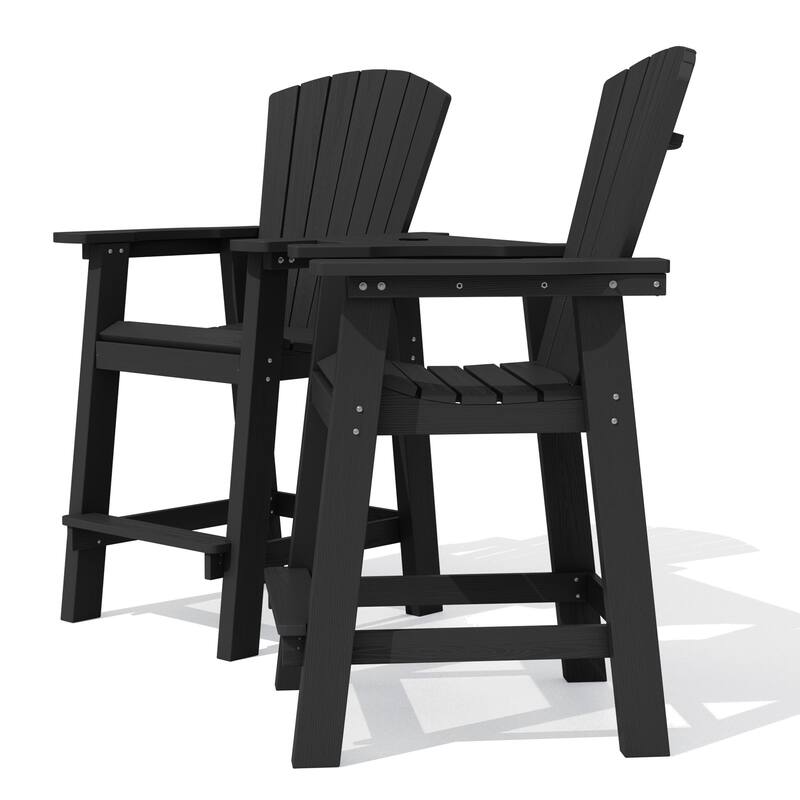 Outdoor Tall Adirondack Chair Set of 2 with Connecting Tray