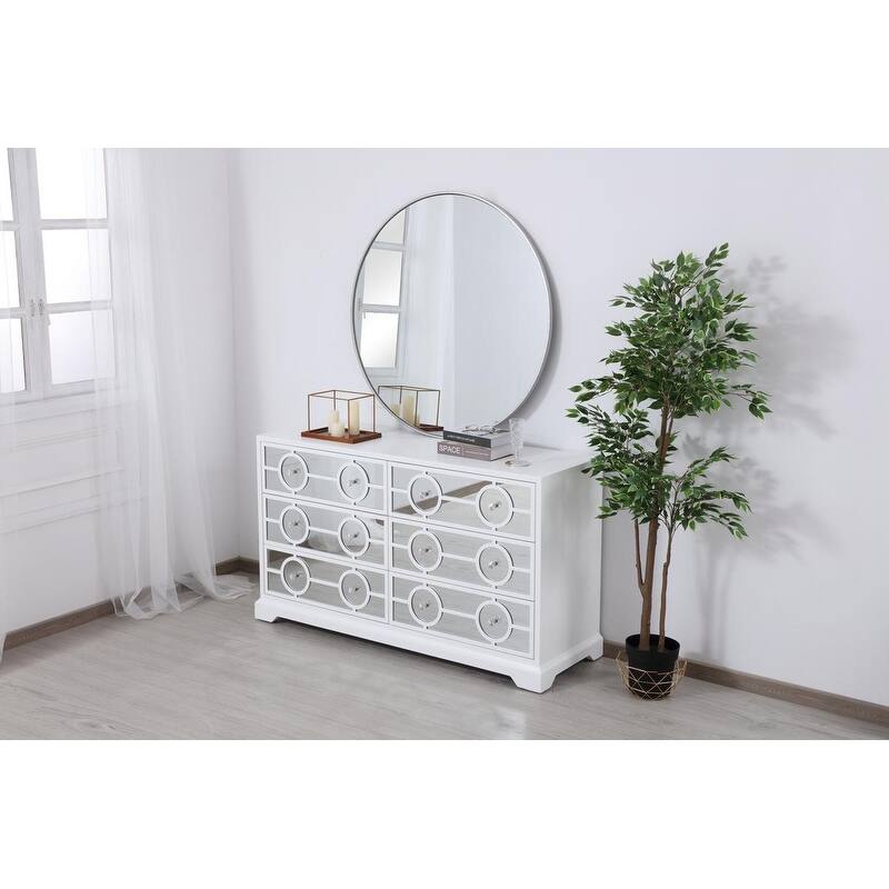 60 in. 6 Drawer Mirrored Cabinet
