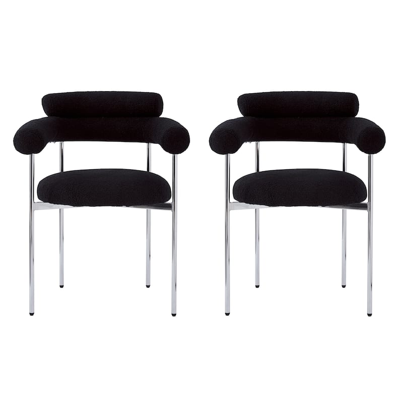 Upholstered Armchair Dining Chairs With Metal Legs (Set of 2),Black