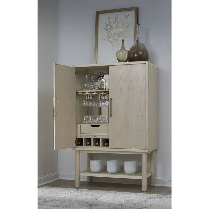 Vincrest Ash Wood Bar Cabinet with 32-Glass Stemware Rack