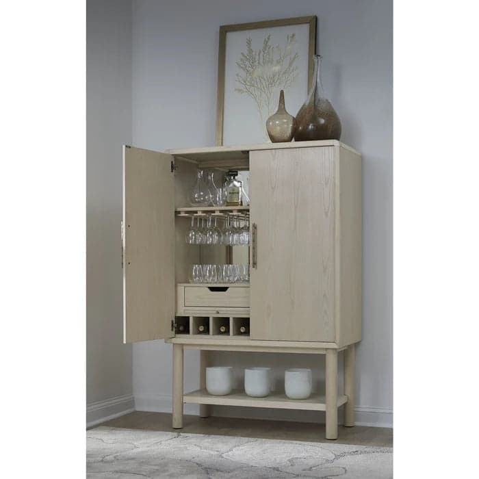 Vincrest Ash Wood Bar Cabinet with 32-Glass Stemware Rack
