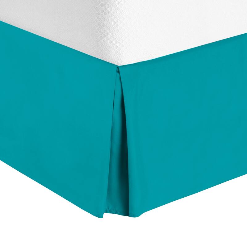 Luxury Microfiber Pleated Bed Skirt 14 Inch Drop Queen Size - Teal Blue