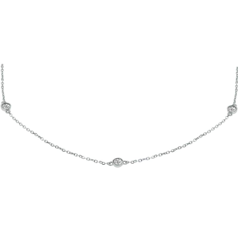 Marquee 0.50 Carat TW Bezel Set Lab Grown Diamond Station Necklace in 14K White Gold